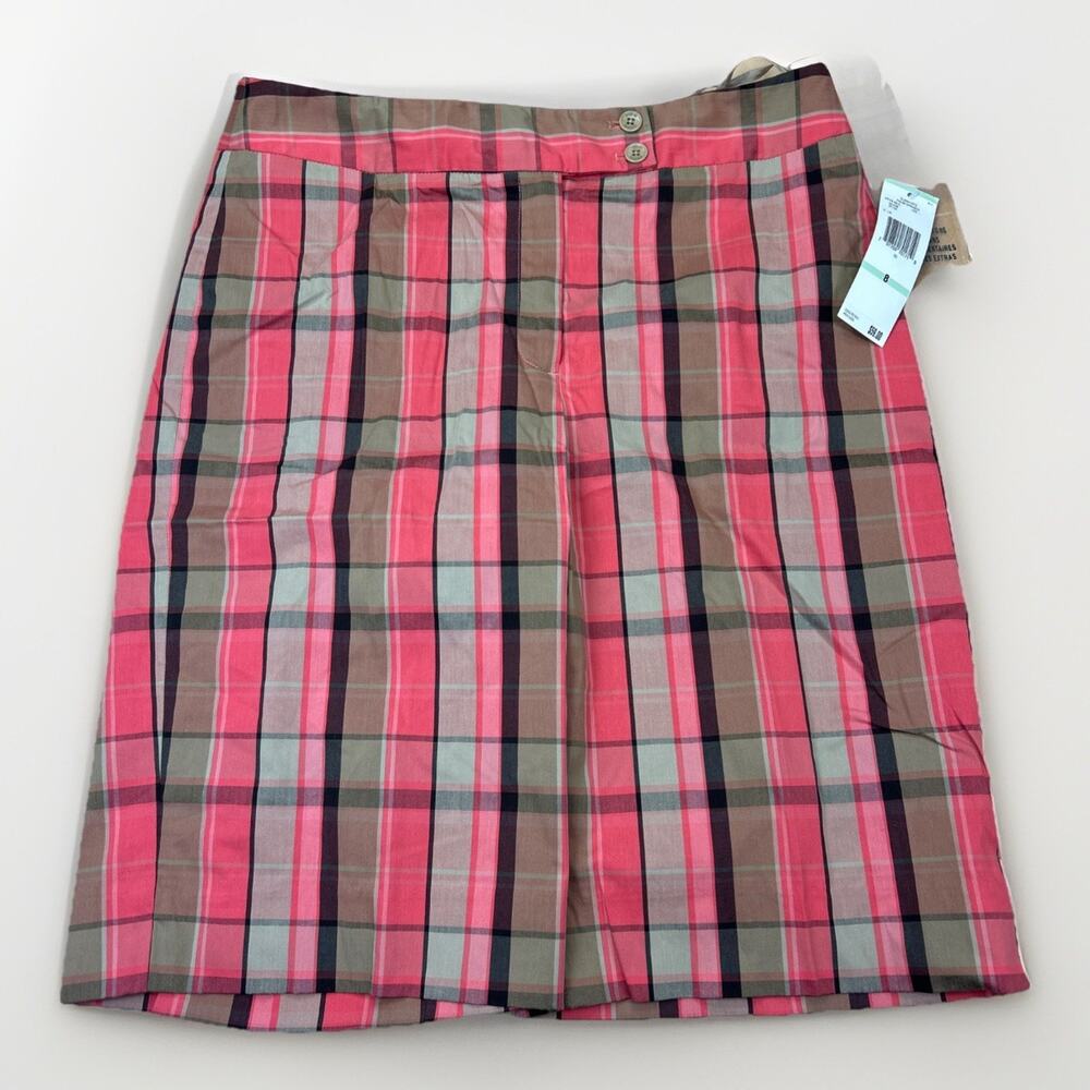 Jones New York Stretch Shorts Womens 8 Pink Plaid NWT Casual Preppy Summer